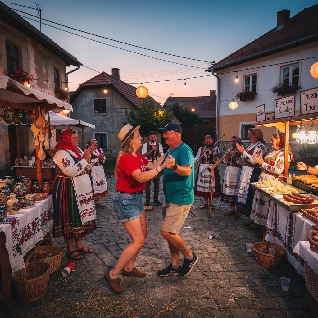 A serene lake in the Slovak countryside reflecting the clear blue sky and surrounding trees.